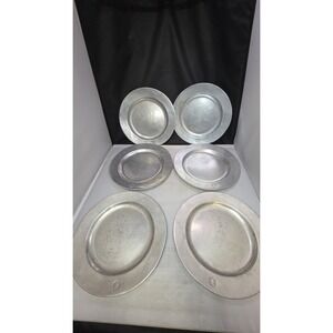 6 vintage Wilton Armetale "Pewter" 10.5 inch Plates Set / RWP Columbia, PA